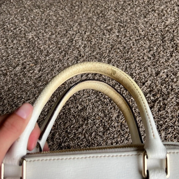 Dooney and Bourke White Saffiano Pebble Leather Satchel Zip Up - Picture 5 of 14